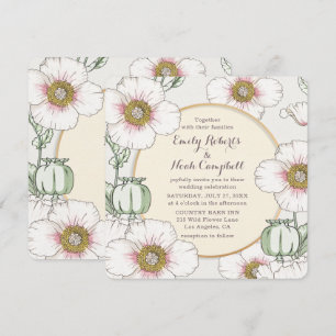 Invitation Mariage Champêtre aux Fleurs Sauvages et Pastel