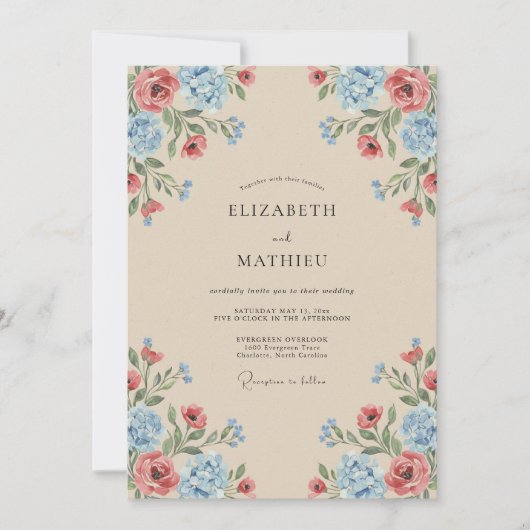 Invitation Mariage Champêtre aux Tons Chauds et Painterre (Devant)