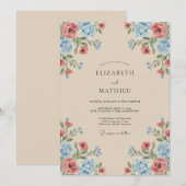 Invitation Mariage Champêtre aux Tons Chauds et Painterre (Devant / Derrière)
