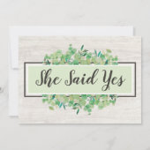 Invitation Mariage champêtre avec bois rustique et eucalyptus (Dos)