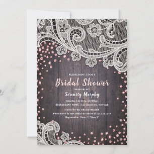 Invitation Mariage champêtre avec dentelle rustique et paille