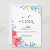 Invitation Mariage champêtre avec des Œillets et des Myosotis (Devant)