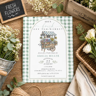 Invitation Mariage champêtre avec gingham vert, la mariée fra