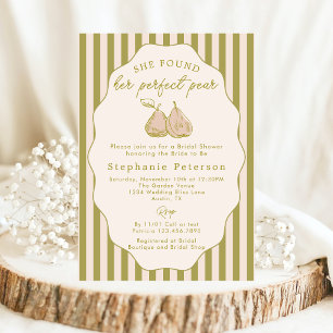 Invitation Mariage champêtre avec poires dessinées à la main
