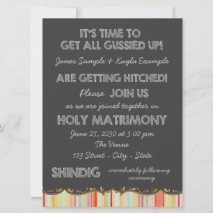 Invitation Mariage champêtre avec tableau noir jaune orange c