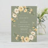 Invitation Mariage champêtre bio vert sauge (Debout devant)