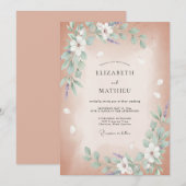 Invitation Mariage Champêtre Blush Poétique (Devant / Derrière)
