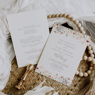 Invitation Mariage Champêtre Bohème Heureux Avant et Arrière 