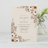 Invitation Mariage champêtre bois beige (Debout devant)