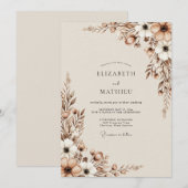 Invitation Mariage champêtre bois beige (Devant / Derrière)