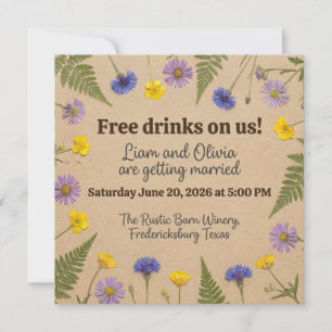 Invitation Mariage champêtre - Boissons offertes par nous - L