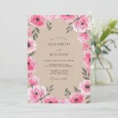 Invitation Mariage Champêtre Charmant Magenta (Debout devant)