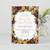 Invitation Mariage champêtre chic automnal bordeaux (Debout devant)