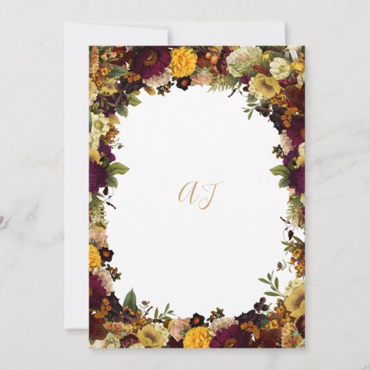 Invitation Mariage champêtre chic automnal bordeaux (Dos)