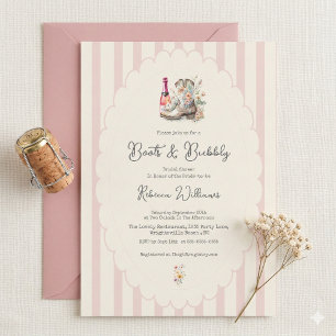 Invitation Mariage champêtre chic Boots and Bubbles 