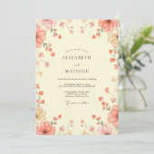 Invitation Mariage Champêtre Crème de Corail (Debout devant)