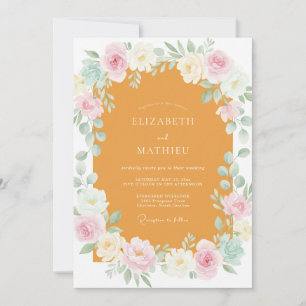 Invitation Mariage Champêtre Crème et Moutarde