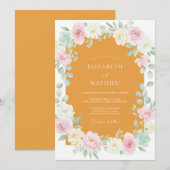 Invitation Mariage Champêtre Crème et Moutarde (Devant / Derrière)