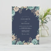 Invitation Mariage Champêtre Crème et Navy (Debout devant)