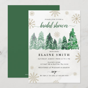 Invitation Mariage champêtre dans une forêt de pins aquarelle