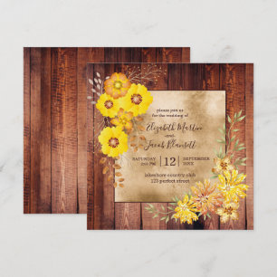 Invitation Mariage Champêtre d'Automne Roses Sauvages Jaunes