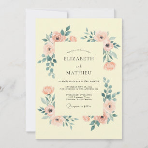 Invitation Mariage Champêtre de Bonheur aux Pêches