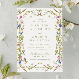 Invitation Mariage Champêtre de Fleurs Sauvages Colorées