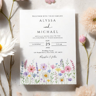 Invitation Mariage Champêtre de Fleurs Sauvages Délicates