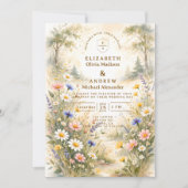 Invitation Mariage Champêtre de Fleurs Sauvages Romantiques (Devant)