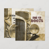 Invitation Mariage Champêtre de Style Western avec un Camion  (Devant / Derrière)