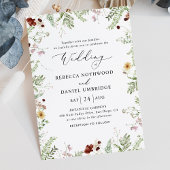 Invitation Mariage Champêtre Élégant aux Fleurs Sauvages