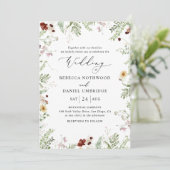 Invitation Mariage Champêtre Élégant aux Fleurs Sauvages (Debout devant)