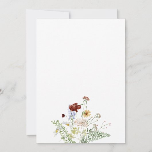 Invitation Mariage Champêtre Élégant aux Fleurs Sauvages (Dos)