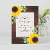 Invitation Mariage Champêtre Élégant en Bois Rustique Tournes (Debout devant)