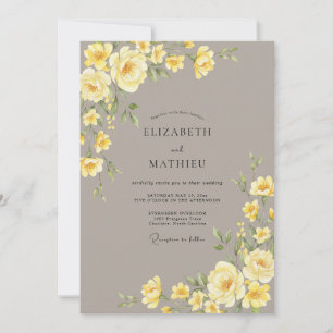 Invitation Mariage Champêtre Élégant Jaune