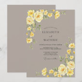 Invitation Mariage Champêtre Élégant Jaune (Devant / Derrière)