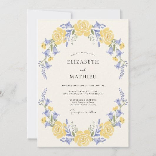 Invitation Mariage Champêtre Élégant Jaune (Devant)