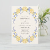 Invitation Mariage Champêtre Élégant Jaune (Debout devant)