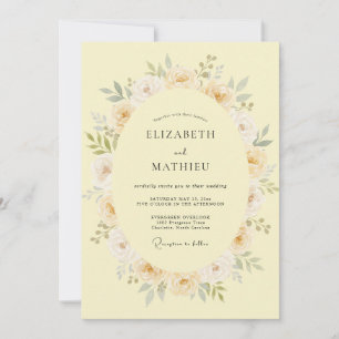 Invitation Mariage Champêtre Élégant Jaune Pâle