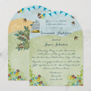 Invitation Mariage Champêtre Élégant Vintage Fête de Fiançail