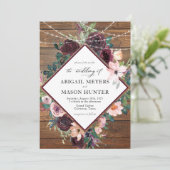 Invitation Mariage Champêtre en Aquarelle Florale de Bourgogn (Debout devant)