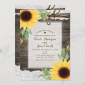 Invitation Mariage Champêtre en Bois Rustique et Dentelle ave (Devant / Derrière)