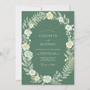 Invitation Mariage Champêtre en Vert Sauge Poli