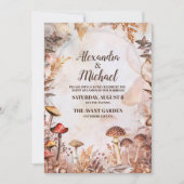 Invitation Mariage Champêtre Enchanté de Forêt de Champignons (Devant)