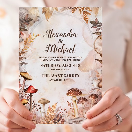 Invitation Mariage Champêtre Enchanté de Forêt de Champignons
