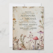 Invitation Mariage Champêtre Enchanté de Forêt de Champignons (Devant)