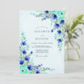 Invitation Mariage Champêtre Éthéré Bleu Cobalt (Debout devant)