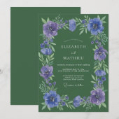 Invitation Mariage Champêtre Éthéré Vert Chasseur (Devant / Derrière)