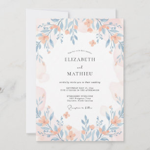 Invitation Mariage Champêtre Fantaisiste aux Pêches