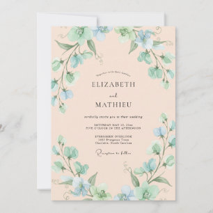 Invitation Mariage Champêtre Fantaisiste Vert Menthe